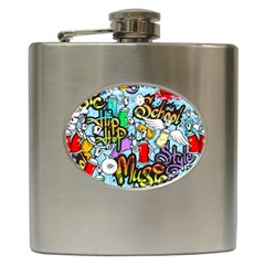 Graffiti Characters Seamless Pattern Hip Flask (6 oz)