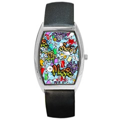 Graffiti Characters Seamless Pattern Barrel Style Metal Watch