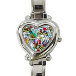 Graffiti Characters Seamless Pattern Heart Italian Charm Watch Front