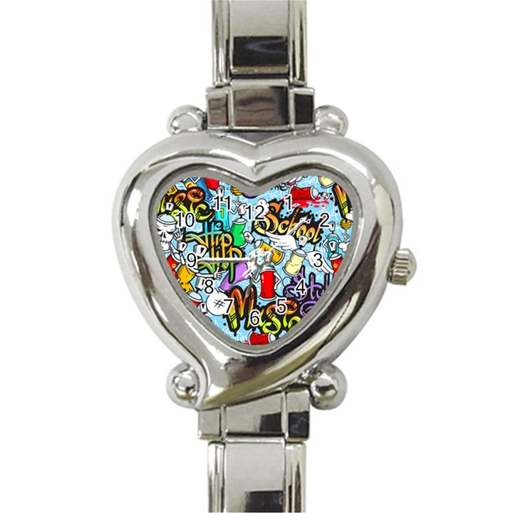 Graffiti Characters Seamless Pattern Heart Italian Charm Watch