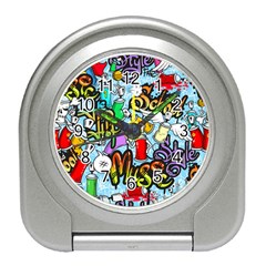 Graffiti Characters Seamless Pattern Travel Alarm Clock