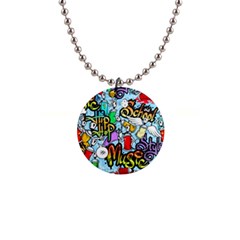 Graffiti Characters Seamless Pattern 1  Button Necklace