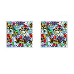 Graffiti Characters Seamless Pattern Cufflinks (Square)