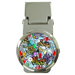 Graffiti Characters Seamless Pattern Money Clip Watches