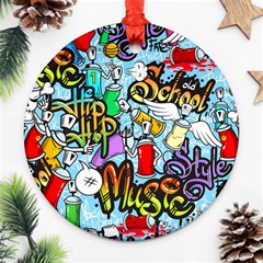 Graffiti Characters Seamless Pattern Round Ornament (Two Sides)