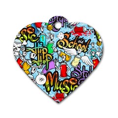 Graffiti Characters Seamless Pattern Dog Tag Heart (One Side)