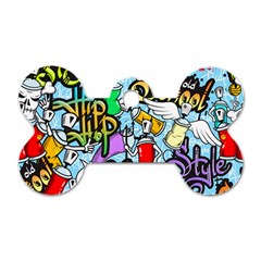 Graffiti Characters Seamless Pattern Dog Tag Bone (Two Sides)