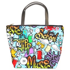 Graffiti Characters Seamless Pattern Bucket Bag