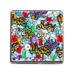 Graffiti Characters Seamless Pattern Memory Card Reader (Square 5 Slot)