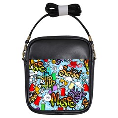 Graffiti Characters Seamless Pattern Girls Sling Bag