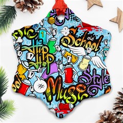 Graffiti Characters Seamless Pattern Snowflake Ornament (Two Sides)