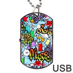 Graffiti Characters Seamless Pattern Dog Tag USB Flash (One Side)