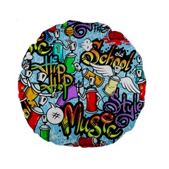 Graffiti Characters Seamless Pattern Standard 15  Premium Round Cushions by Amaryn4rt