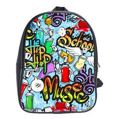 Graffiti Characters Seamless Pattern School Bag (XL)