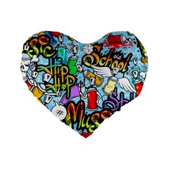 Graffiti Characters Seamless Pattern Standard 16  Premium Heart Shape Cushions