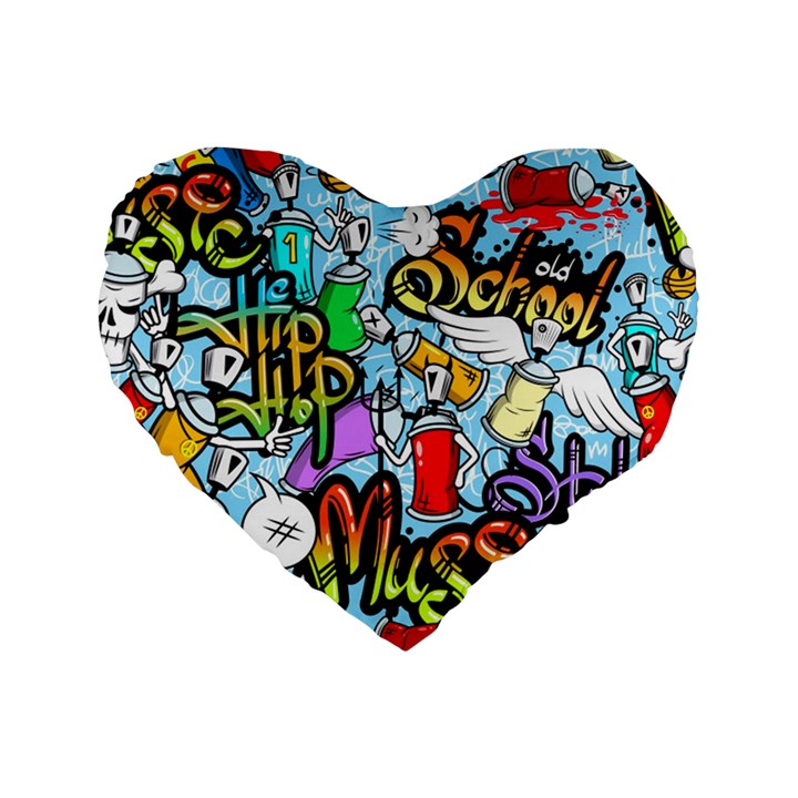 Graffiti Characters Seamless Pattern Standard 16  Premium Heart Shape Cushions