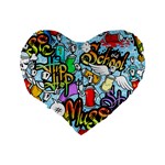 Graffiti Characters Seamless Pattern Standard 16  Premium Heart Shape Cushions Back