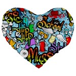 Graffiti Characters Seamless Pattern Large 19  Premium Heart Shape Cushions Front