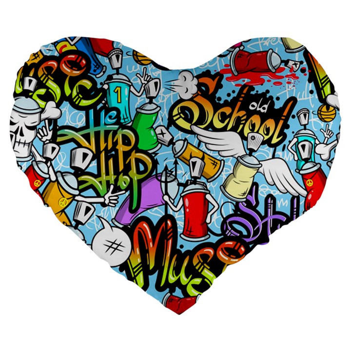 Graffiti Characters Seamless Pattern Large 19  Premium Heart Shape Cushions