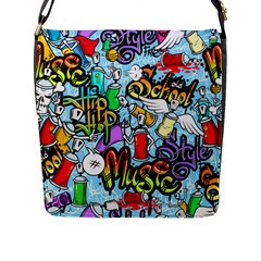 Graffiti Characters Seamless Pattern Flap Closure Messenger Bag (L)