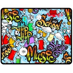 Graffiti Characters Seamless Pattern Double Sided Fleece Blanket (Medium) 