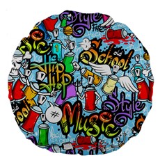 Graffiti Characters Seamless Pattern Large 18  Premium Flano Round Cushions