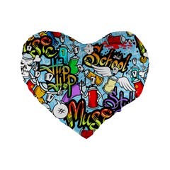 Graffiti Characters Seamless Pattern Standard 16  Premium Flano Heart Shape Cushions