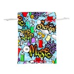 Graffiti Characters Seamless Pattern Lightweight Drawstring Pouch (L) Front