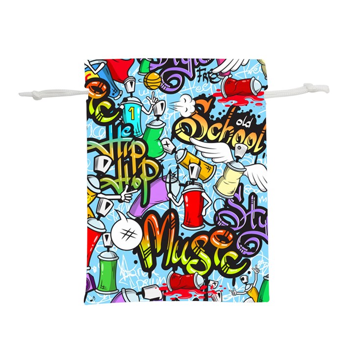 Graffiti Characters Seamless Pattern Lightweight Drawstring Pouch (L)