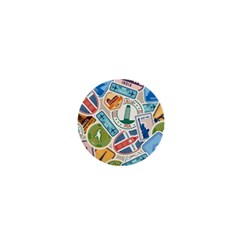 Travel Pattern Immigration Stamps Stickers With Historical Cultural Objects Travelling Visa Immigrant 1  Mini Magnets by Amaryn4rt