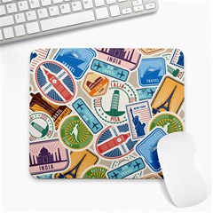 Travel Pattern Immigration Stamps Stickers With Historical Cultural Objects Travelling Visa Immigrant Large Mousepads by Amaryn4rt