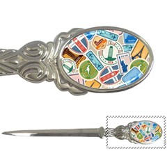 Travel Pattern Immigration Stamps Stickers With Historical Cultural Objects Travelling Visa Immigrant Letter Opener by Amaryn4rt