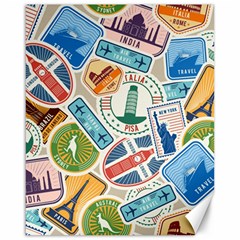 Travel Pattern Immigration Stamps Stickers With Historical Cultural Objects Travelling Visa Immigrant Canvas 16  X 20  by Amaryn4rt