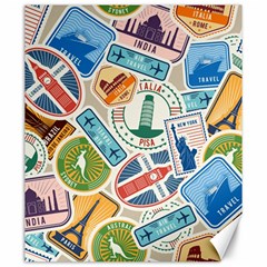 Travel Pattern Immigration Stamps Stickers With Historical Cultural Objects Travelling Visa Immigrant Canvas 20  X 24  by Amaryn4rt