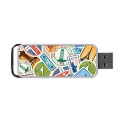 Travel Pattern Immigration Stamps Stickers With Historical Cultural Objects Travelling Visa Immigrant Portable Usb Flash (one Side) by Amaryn4rt