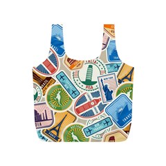 Travel Pattern Immigration Stamps Stickers With Historical Cultural Objects Travelling Visa Immigrant Full Print Recycle Bag (s) by Amaryn4rt