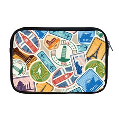 Travel Pattern Immigration Stamps Stickers With Historical Cultural Objects Travelling Visa Immigrant Apple Macbook Pro 17  Zipper Case by Amaryn4rt