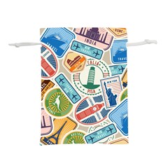 Travel Pattern Immigration Stamps Stickers With Historical Cultural Objects Travelling Visa Immigrant Lightweight Drawstring Pouch (s) by Amaryn4rt