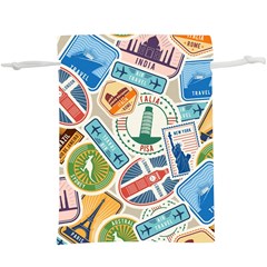 Travel Pattern Immigration Stamps Stickers With Historical Cultural Objects Travelling Visa Immigrant  Lightweight Drawstring Pouch (xl) by Amaryn4rt