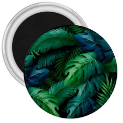 Tropical Green Leaves Background 3  Magnets by Amaryn4rt