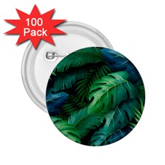 Tropical Green Leaves Background 2 25  Buttons (100 Pack)  by Amaryn4rt