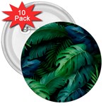 Tropical Green Leaves Background 3  Buttons (10 pack)  Front