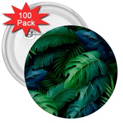 Tropical Green Leaves Background 3  Buttons (100 Pack)  by Amaryn4rt