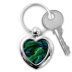 Tropical Green Leaves Background Key Chain (heart) by Amaryn4rt