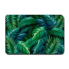 Tropical Green Leaves Background Small Doormat  by Amaryn4rt