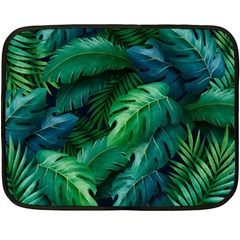 Tropical Green Leaves Background Fleece Blanket (mini) by Amaryn4rt