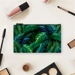 Tropical Green Leaves Background Cosmetic Bag (small) by Amaryn4rt