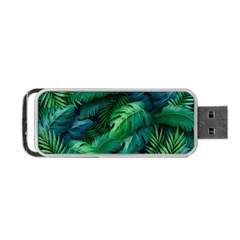 Tropical Green Leaves Background Portable Usb Flash (one Side) by Amaryn4rt