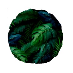 Tropical Green Leaves Background Standard 15  Premium Round Cushions