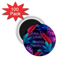 Background With Violet Blue Tropical Leaves 1 75  Magnets (100 Pack)  by Amaryn4rt